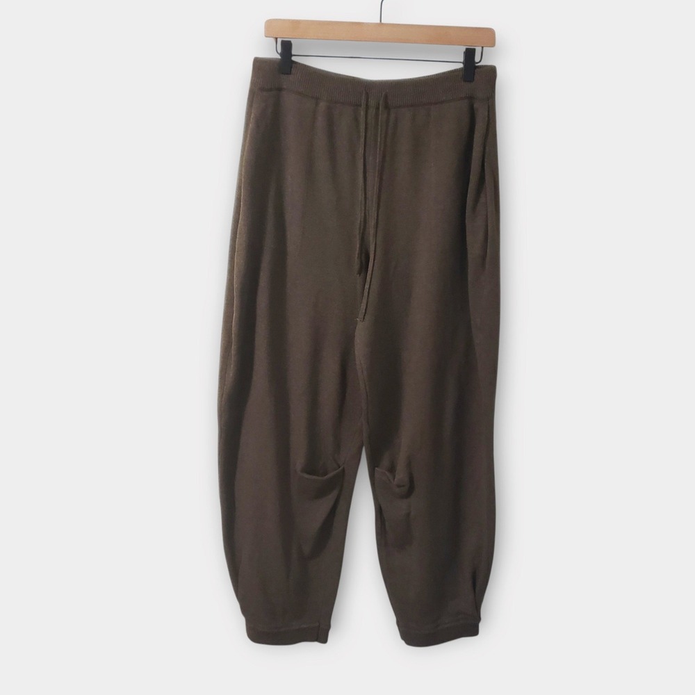 Free People Beach Brown Knit Barrel Harem Pants Medium Drawstring Ribbed Cuffs